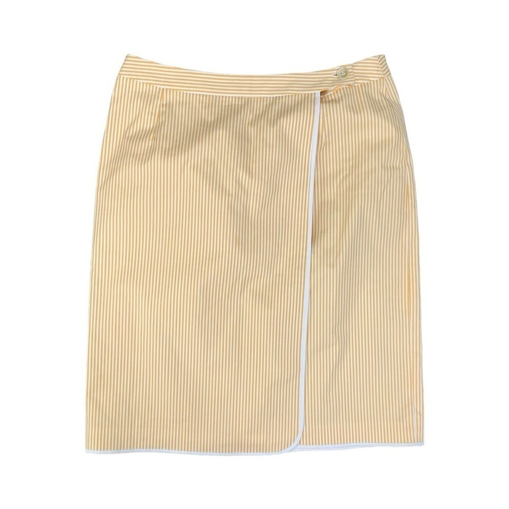 Brooks Brothers Woven In Italy Yellow Orange White Stripe Lined Golf Skirt